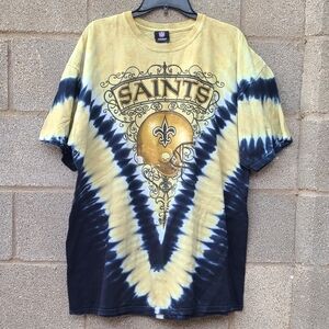 Mens Majestic NFL New Orleans Saints Tie-Dyed Gold Black T-Shirt Size 2XL